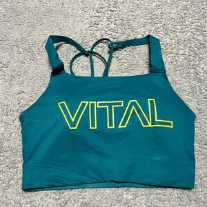 Nike vital Sports Bra Womens Small Teal Green Strappy Running